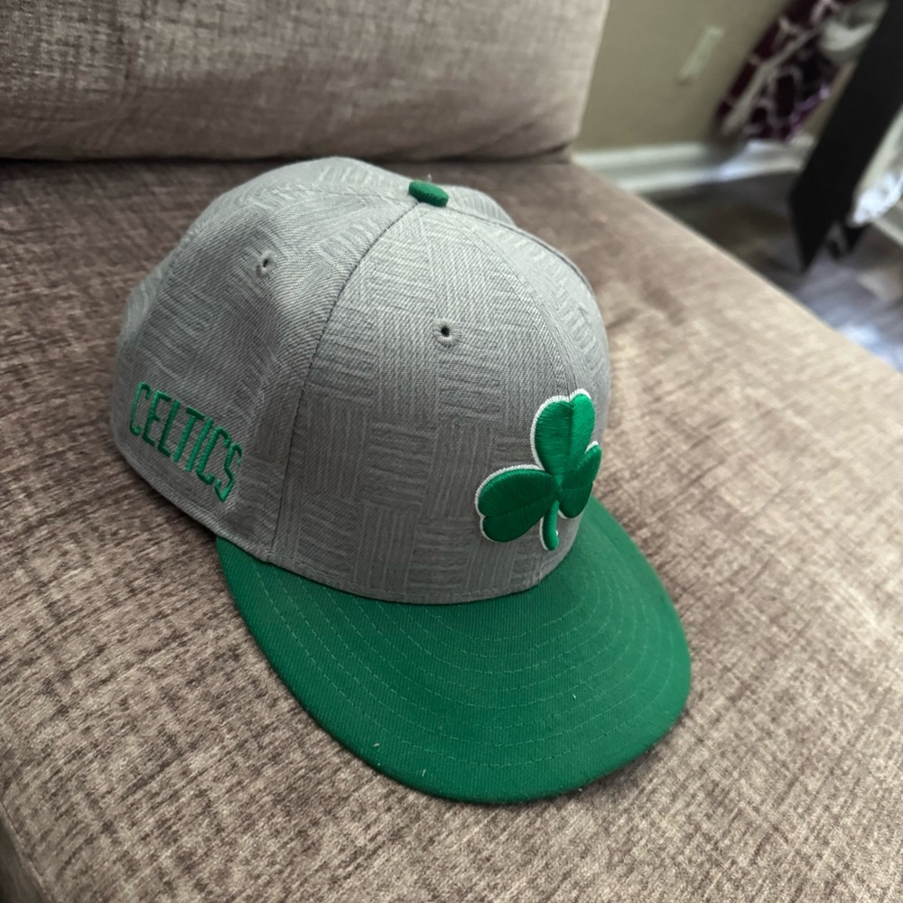NBA Gray and Green Celtics Shamrock Flat-Brim Snapback